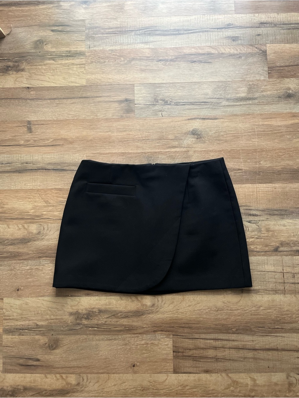 Mango Black Wrap-Front Mini Skirt